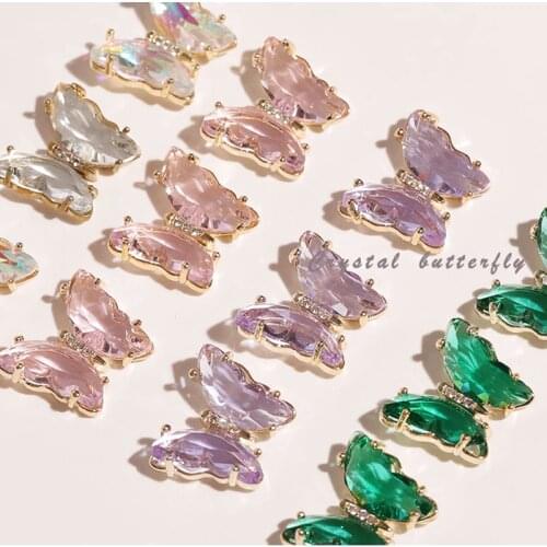 5pcs/set Nail rhinestones Crystal Butterfly Nail Art Decorations Jewelry Metal Accessories Aurora 3D Butterflies Manicure