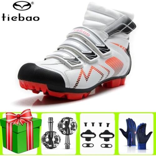 TIEBAO Winter Cycling Shoes SPD Pedal Set Men Ultralight Pro Self-Locking Mountain Bike MTB Bicycle Triathlon Racing Bicicleta
