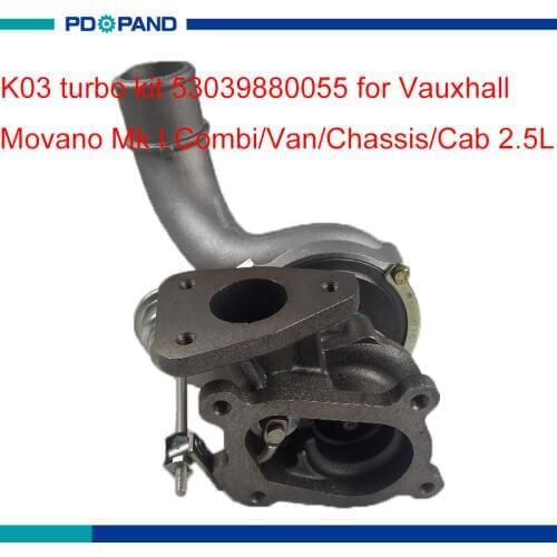 Diesel engine turbo kit K03 turbocharger turbine part 53039880055 53039700055 R1630014 for Vauxhall Movano Mk I G9U 2.5 L