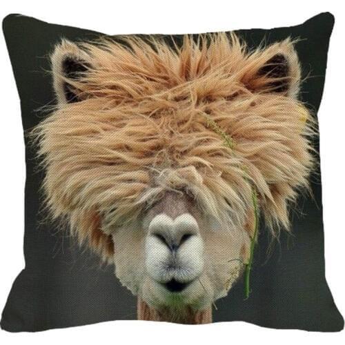 XUNYU Cute Alpaca Pattern Square Linen Pillow Case Home Sofa Pillow Cover Animal Cushion Cover 45x45cm AC134