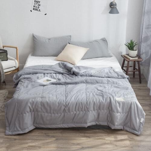 Japan Thin Quilt Grey Blue Bedspread for Double Queen King Bed Air Condition Comforter Blanket for Bed Plaid Bed Cover Coverlet