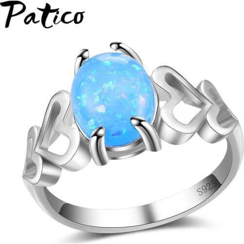 100% Brand New Heart Design Fashion Jewelry Opal Stone Rings For Women 925 Sterling Silver Engagement Rings Top Quality
