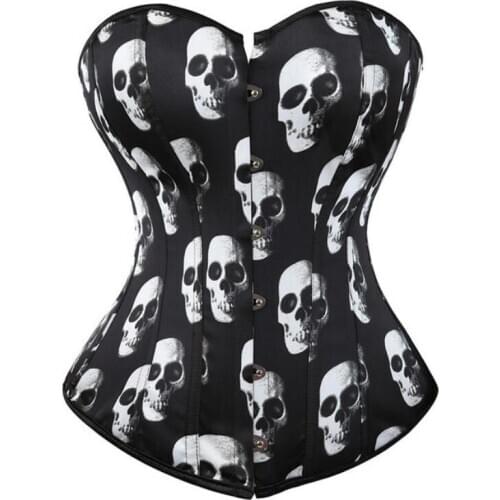 Women halloween costumes corsets skull overbust corset pattern corsets and bustiers top lingerie style shaper cosplay