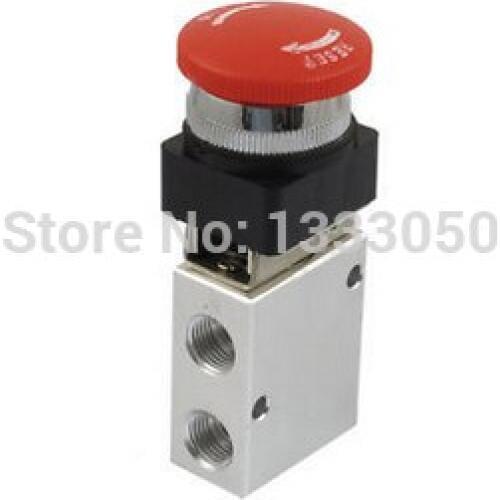 1/4" PT Latching Red Mushroom Button 3 2 Way Pneumatic Mechanical Valve JM 322EB