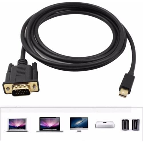 1.8m Mini Displayport to VGA Cable Adapter Full HD 1080P Display Port Male to VGA Adapter Cable For MacBook HDTV Projector