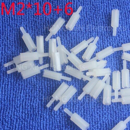 M2*10+6 1pcs White nylon Standoff Spacer Standard M2 Male-Female 10mm Standoff Kit Repair parts High Quality