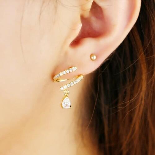 2020 Bling Elegant White Crystal Teardrop Dangle Earring Bridal Drop Earrings For Women Tiny CZ Fashion Wedding Jewelry Party