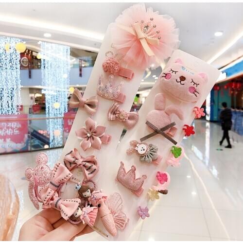26 Pcs/Bag Children Cute Candy Cartoon Flower Hairball Ornament Hair Clips Girls Nylon Hairpins Kid Baby Lovely Hair Accessories