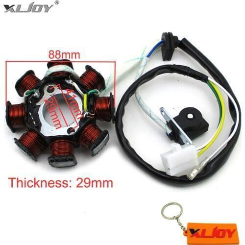 XLJOY 8 Coil Poles 4 Wire DC Magneto Stator Rotor For Chinese GY6 50cc Engine Moped Scooter