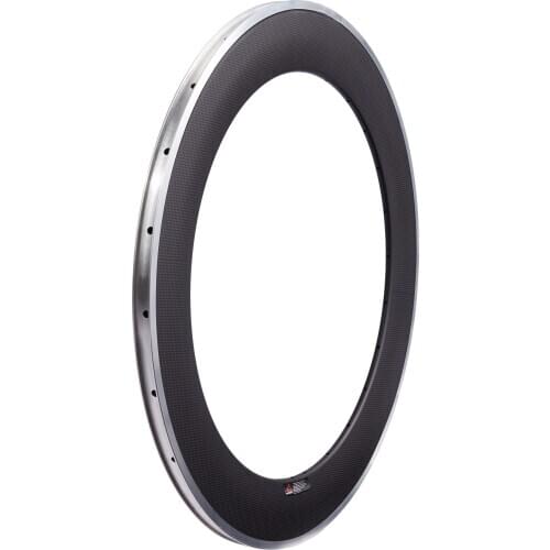 80mm Clincher 23mm Carbon Rim with Aluminium Brake Track 700C Road Bike Rim V-brake Front Rim Rear Rim 20/24 Spoke Holes