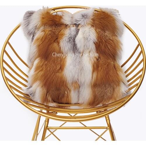 FREE SHIPPING CX-D-37 Super Quality Leopard Print Real Fox Fur Fashion Pillow Cases Decorative Pillowcases