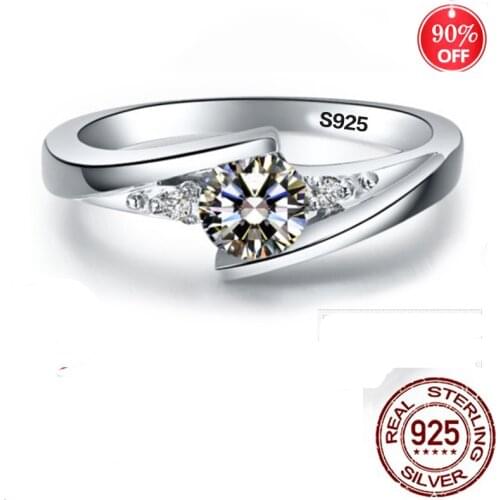 Elegant 0.5ct Lab Diamond Rings For Women Party Elegant Bridal Jewelry 925 Sterling Silver Wedding Engagement Rings Gift