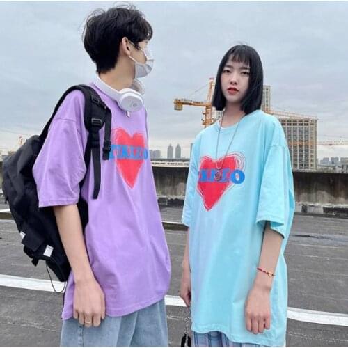 Love print niche design couples short sleeve T-shirt couples clothes couples clothing