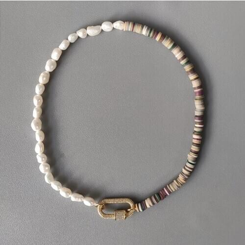 Creative mix and match brown silicone necklace freshwater pearl shiny spiral buckle pendant choker openable neck jewelry gifts