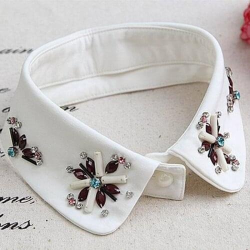 Lace blouse false collar shirt decorative letter lattice shirt Sweet fake collar pearl false collar female wild decorative