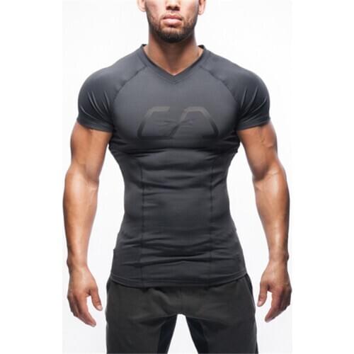 Summer fitness sports short-sleeved casual clothing stretch tight training T-shirt compression clothing quick-drying wicking