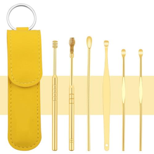 2-6PCS/Set Ear Wax Pickers Stainless Steel Earpick Wax Remover Spoon Soft Spiral Ear Curette Health Care Ear Cleaner Tool