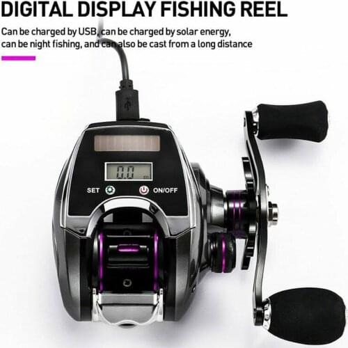 Digital Display Water Drop Wheel Metal 8.0:1 Speed Reel Waterproof Electronic Baitcasting Ratio Counter Reel Fishing Q0X0