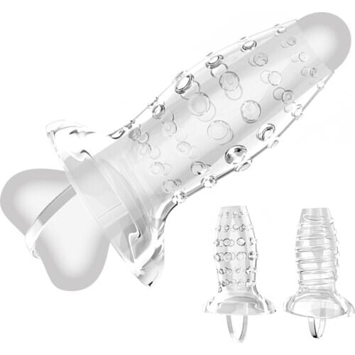 Reusable Condoms Silicone Penis Sleeve Clitoris Stimulation Sex Toys for Couples Textured Extender Erection Condoms Erotic Toys