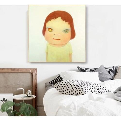 Nara Yoshitomo Funny Cartoon Oil Painting By Hand Made On Canvas Graffiti Art Oil Painting For Kids Wall Decoration