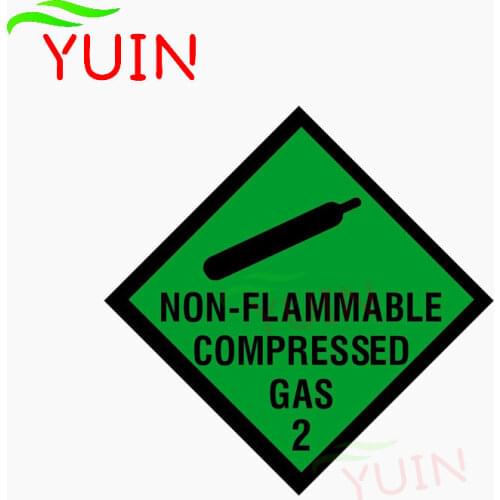NON FLAMMABLE COMPRESSED GAS Warning Sign Car Sticker Auto Accessories PVC Bumper Window Decoration Waterproof Decal 10*10cm