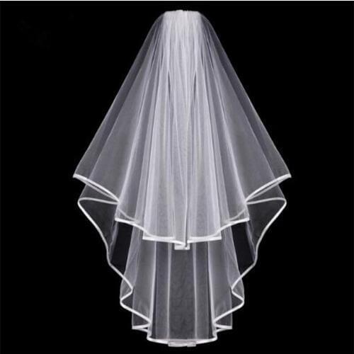 New Lace Bridal Veil 60*80cm Short Wedding veil Long section of soft Double layer wedding veil