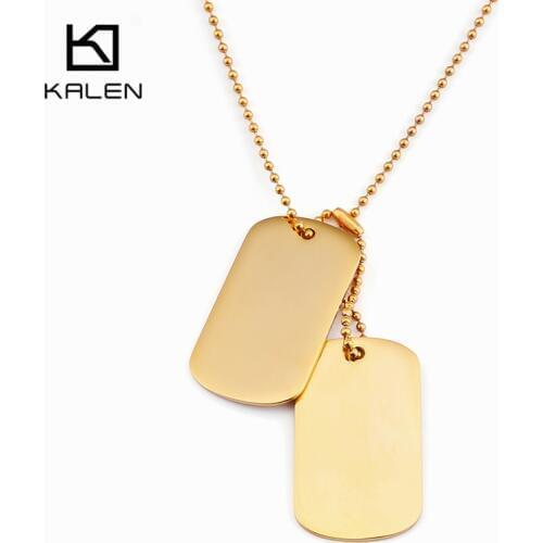 Engraved Dog Tags Name Pendant ID Necklaces Men Jewelry Gift Military Army Stainless Steel Chain Necklace