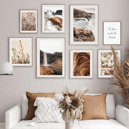 Fog Mountain Waterfall Dandelion Reed Grass Quotes Wall Art Print Canvas Painting Nordic Poster Decor Pictures For Living Room