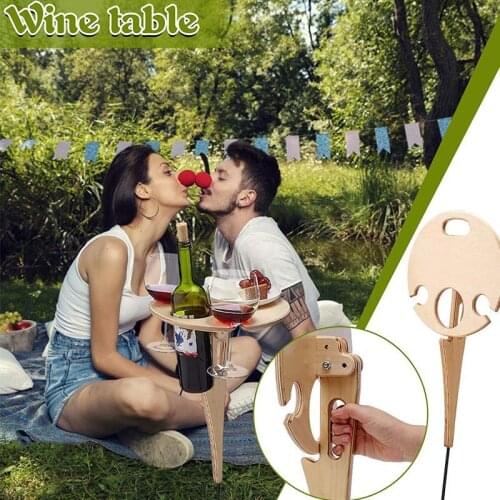 Outdoor Wine Table Portable Folding Outdoor lawn-inserted Wine Rack for Picnic Outside Wine Rack Dropshipping