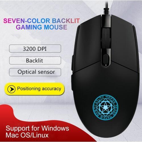 Silent Gaming Mouse Optical Wired Computer Mause 3200DPI Backlit Ergonomic Noiseless PC Office Gamer Mice For Laptop Macbook Pro