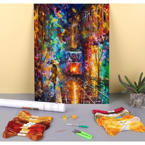 Evening Trolley Printed 11CT Cross-Stitch Full Kit DIY Embroidery DMC Threads Handiwork Sewing Knitting Handicraft Jewelry