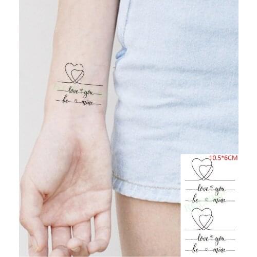 Waterproof Temporary Tattoo Sticker "love You" Letter Heart Love Pattern Art Tatto Flash Tatoo Fake Tattoos for Men Women