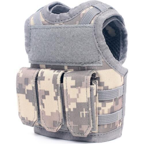Military Mini Miniature Molle Vest Personal Bottle Drink Set Adjustable Shoulder Strap Drink Tactical Beer Bottle Cover outdoor