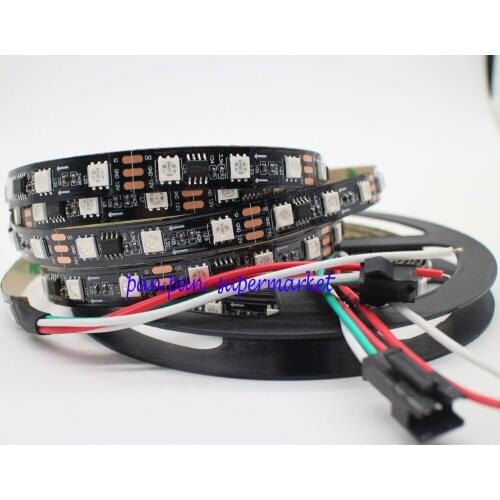 WS2811 5050 5M 300Leds Dream color RGB LED Strip Addressable DC12V IP60 no-waterproof black pcb