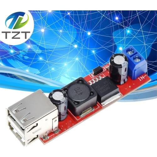 TZT DC 6V-40V To 5V 3A Double USB Charge DC-DC Step-down Converter Module For Vehicle Charger LM2596 Dual USB
