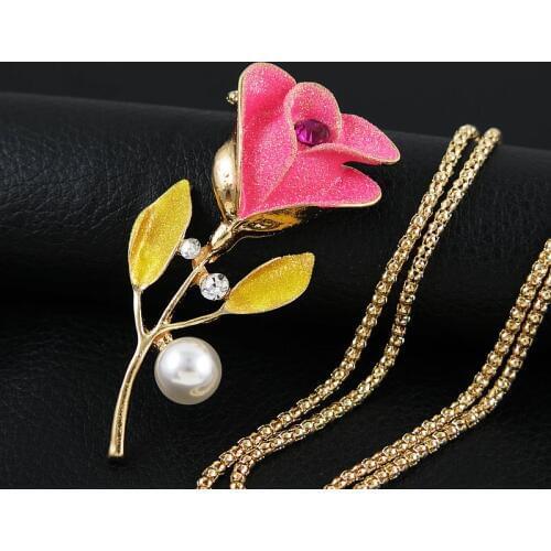 TianBo Delicate Pink Rose Necklace & Pendants Flower Best Friends Vintage Charm Women Jewelry necklace Valentines Day present