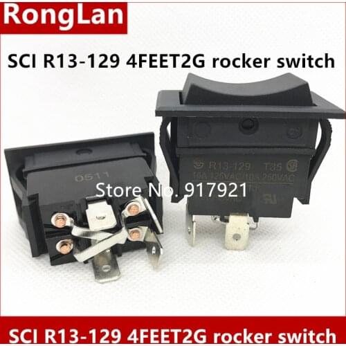 [ZOB]Taiwan SCI 4 foot 2 bilateral rocker switch reset R13-129 rocker switch 16A250V--10pcs/lot