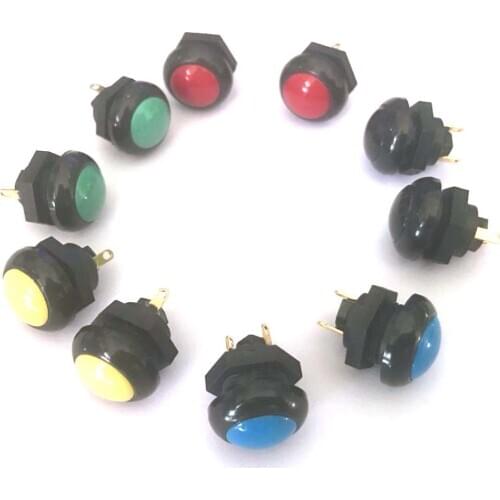 0TT0 Button Switch Round 12MM Flat Head Waterproof Button Push Button Switch Round Flat Head Reset Switch