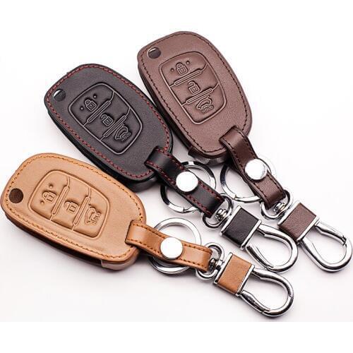100% leather key cover for Hyundai for Kia Motors i10 i20 i30 HB20 IX25 IX35 IX45 key remote control box car keys accessories