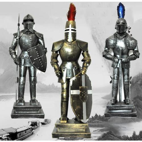 17 Style For Choice Vivid Middle Ages Armour Rome Warrior Iron Model Statue Retro Craft Bar Decoration