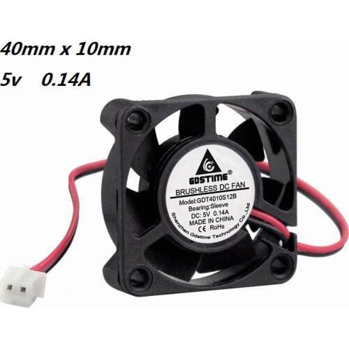 Gdstime 200 pcs 2Pin 2.0 4010 DC Cooler PC Laptop Fan 5V 40x40x10mm Small Radiator Brushless Mini Cooling Fan 40mm