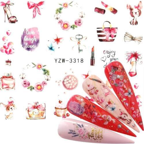 LCJ 2020 1 PC Girl Gilf Nail Art Lipstick Heels Water Design Tattoos Nail Sticker Decals for Beauty Manicure Tools