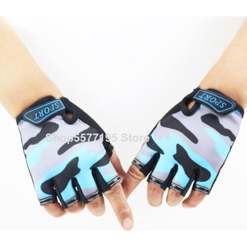 2020 Cute Children Gloves Outdoor Sports Luvas For 4-12 Years Luvas Boys Girls Half Finger Sky Pattern Fingerless Mittens