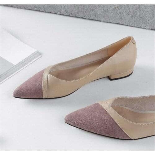 2021 New Spring High Quality Womens Shoes Pointed Toe Ballet Shoes Genuine Leather Womens Shoes Luxury Brand Designer Pumps