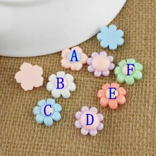 24pcs/bag 6 color optional resin sunflower,resin flower colorful Flowers Cabochons Cameo DIY 17mm 004004046