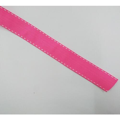 [3/4", 25yards/lot] grosgrain dashed dots hot pink Ribbon for wedding decoration, 19mm handmade crafts, free shipping