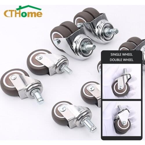 4pcs Swivel Furniture Casters 2 Inch Trolley Office Computer Chair Damping Furniture Wheels Universal Rubber Heavy Duty Rollers