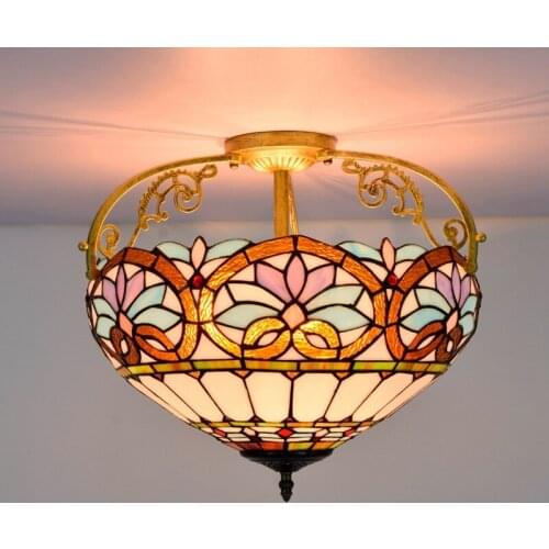 40cm European-Style Retro Blue Loving Heart Multi-Color Glass Restaurant Bedroom Corridor Corridor Bathroom Glass Ceiling Lamp