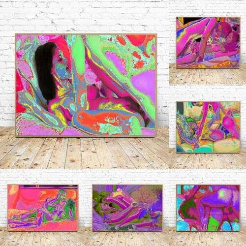 Abstract Sexy Women Canvas Painting Couple Body Art Posters Living Room Bedroom Decor Wall Art Pictures Mural Home Decor