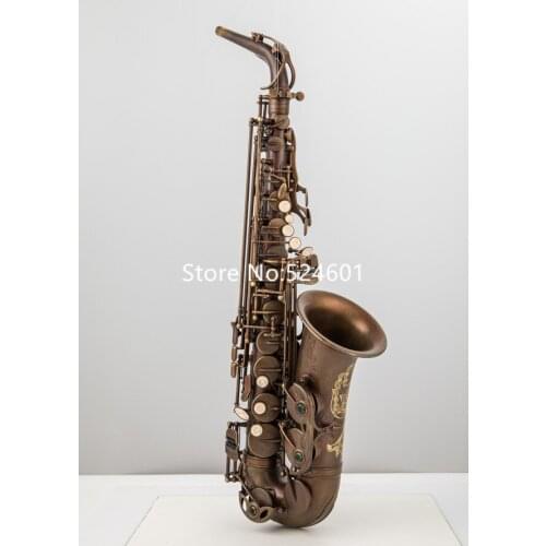 Alto Saxophone Eb Tune brown body Antique copper professional musical instrument With Case Free Shipping